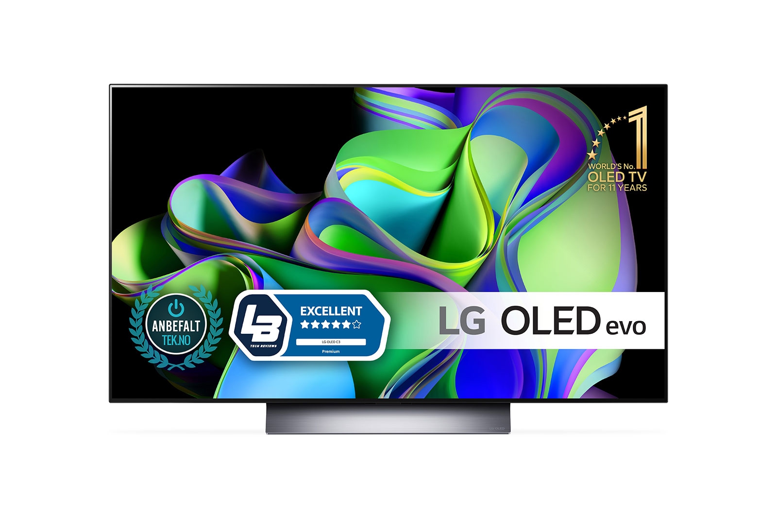 LG 48'' OLED evo C3 - 4K TV (2023), Vy framifrån med LG OLED och emblemet för 11 Years World No.1 OLED på skärmen., OLED48C36LA