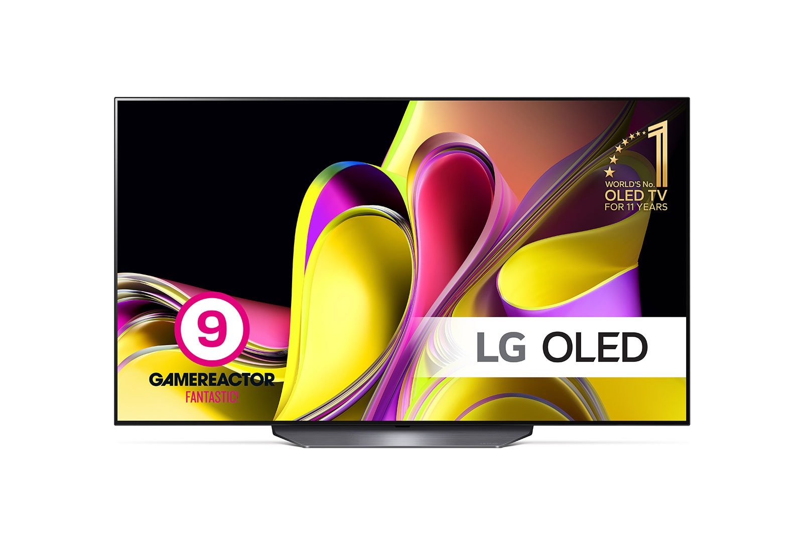 LG 77'' OLED B3 - 4K TV (2023), Vy framifrån med LG OLED och emblemet för 11 Years World No.1 OLED., OLED77B36LA