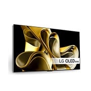LG 77 tum LG OLED evo M3 - Smart TV med trådlös 4K bildsignal, left view with soundbar, OLED77M39LA