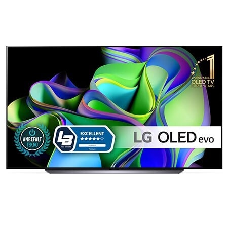 LG 83'' OLED evo C3 - 4K TV (2023), Vy framifrån med LG OLED och emblemet för 11 Years World No.1 OLED på skärmen., OLED83C36LA