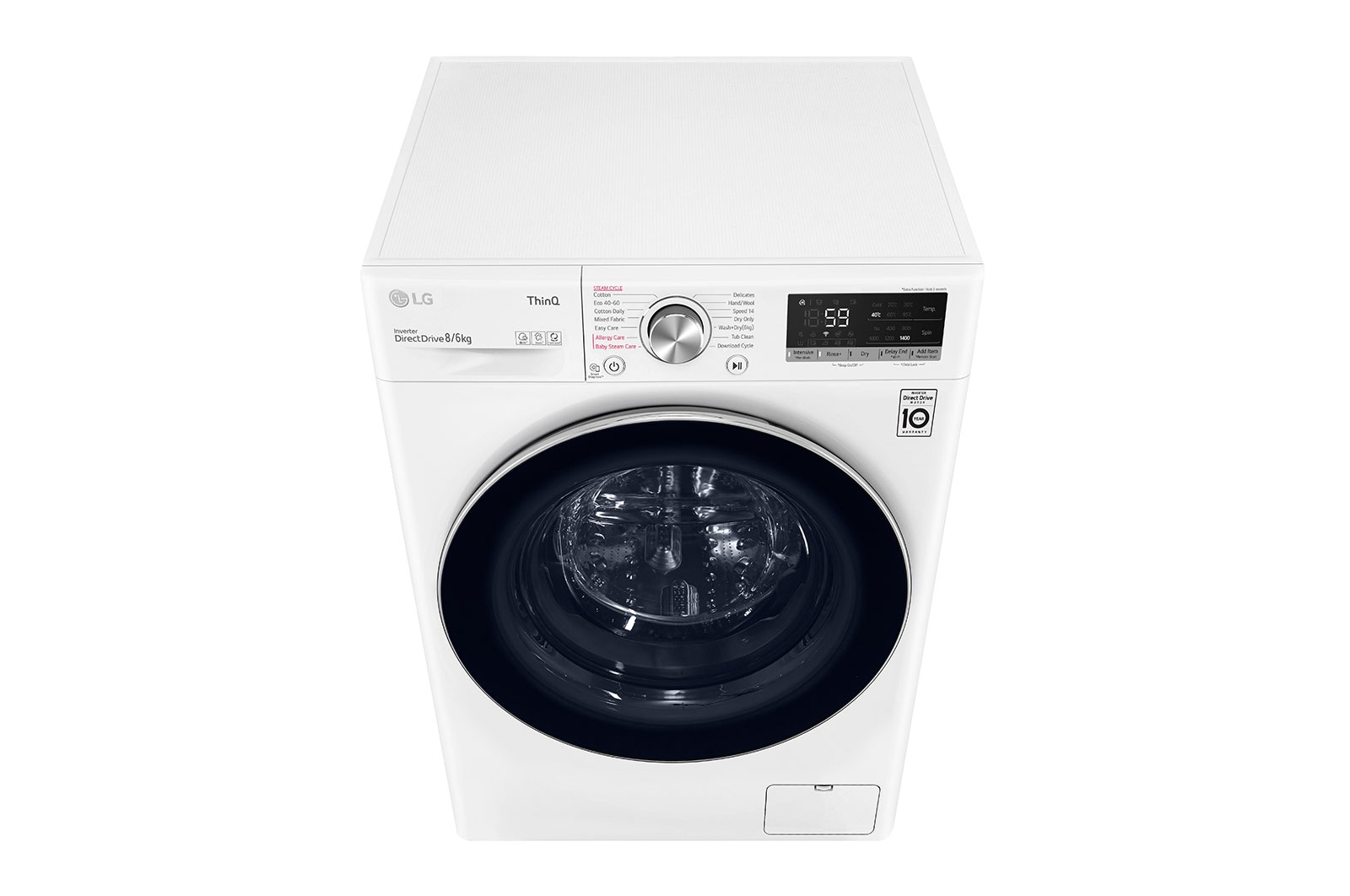 LG 8 kg / 6 kg Tvättmaskin/Torktumlare(Vit) - Steam, Energiklass E, AI DD™, Smart Diagnosis™ med Wi-Fi, CV50T6S2E