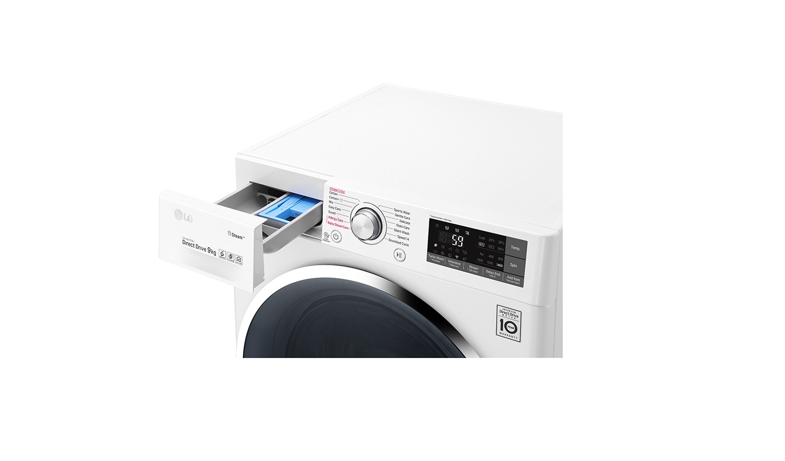 LG 1-9 kg TurboWash™ & Spa Steam, Wi-Fi, 6 Motion Direct Drive tvättmaskin, energiklass A+++ ( -30%), F14AW9S2