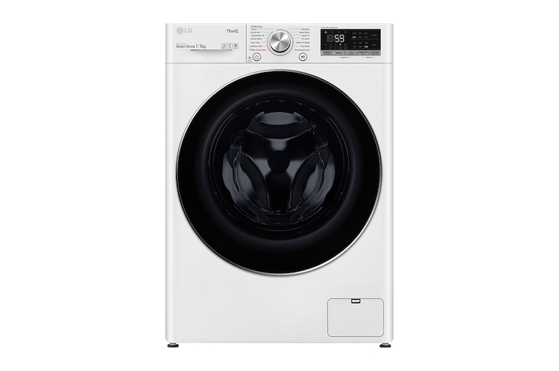 Vy framifrån av 7 kg / 5 kg Tvättmaskin/Torktumlare(Vit) - Steam, Energiklass E, TurboWash™, AI DD™ , Smart Diagnosis™ med Wi-Fi F2DV707S2WS