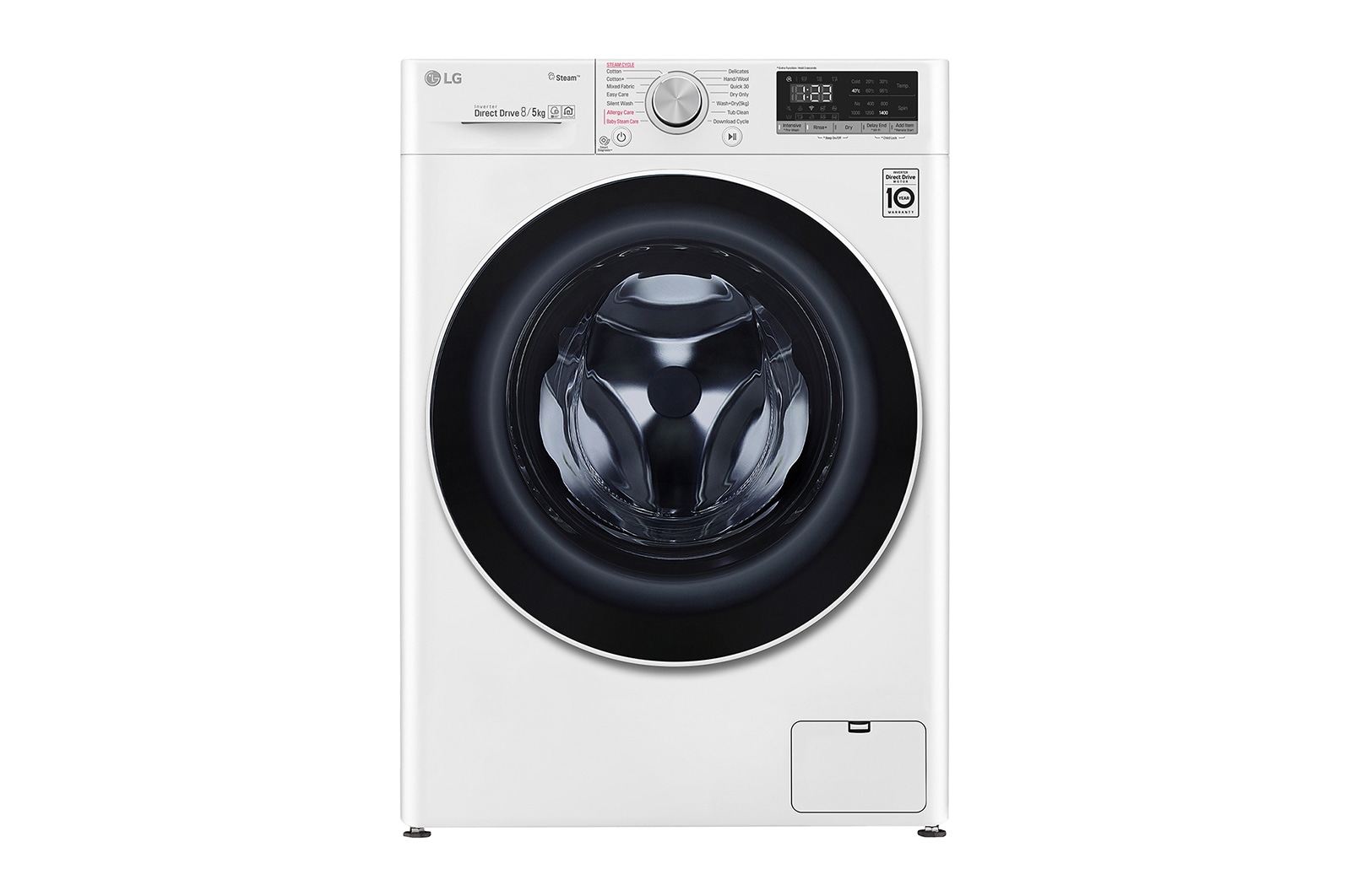 LG 8 kg / 5 kg Tvättmaskin/Torktumlare(Vit) - Steam, Energiklass E, AI DD™, Smart Diagnosis™ med Wi-Fi, F4DV508S2W