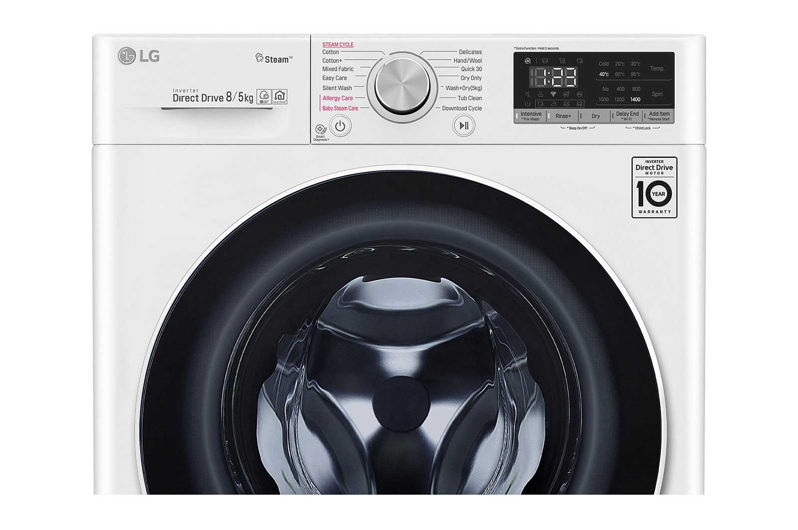 LG 8 kg / 5 kg Tvättmaskin/Torktumlare(Vit) - Steam, Energiklass E, AI DD™, Smart Diagnosis™ med Wi-Fi, F4DV508S2W