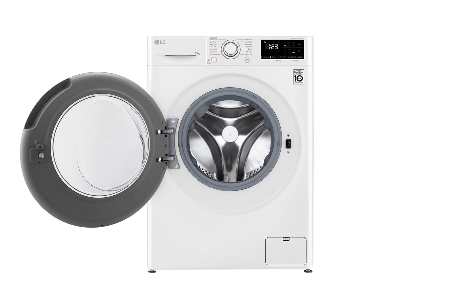 LG 10.5 kg Tvättmaskin(Vit) - Steam, Energiklass B, AI DD™, Smart Diagnosis™, F4WV210S0W