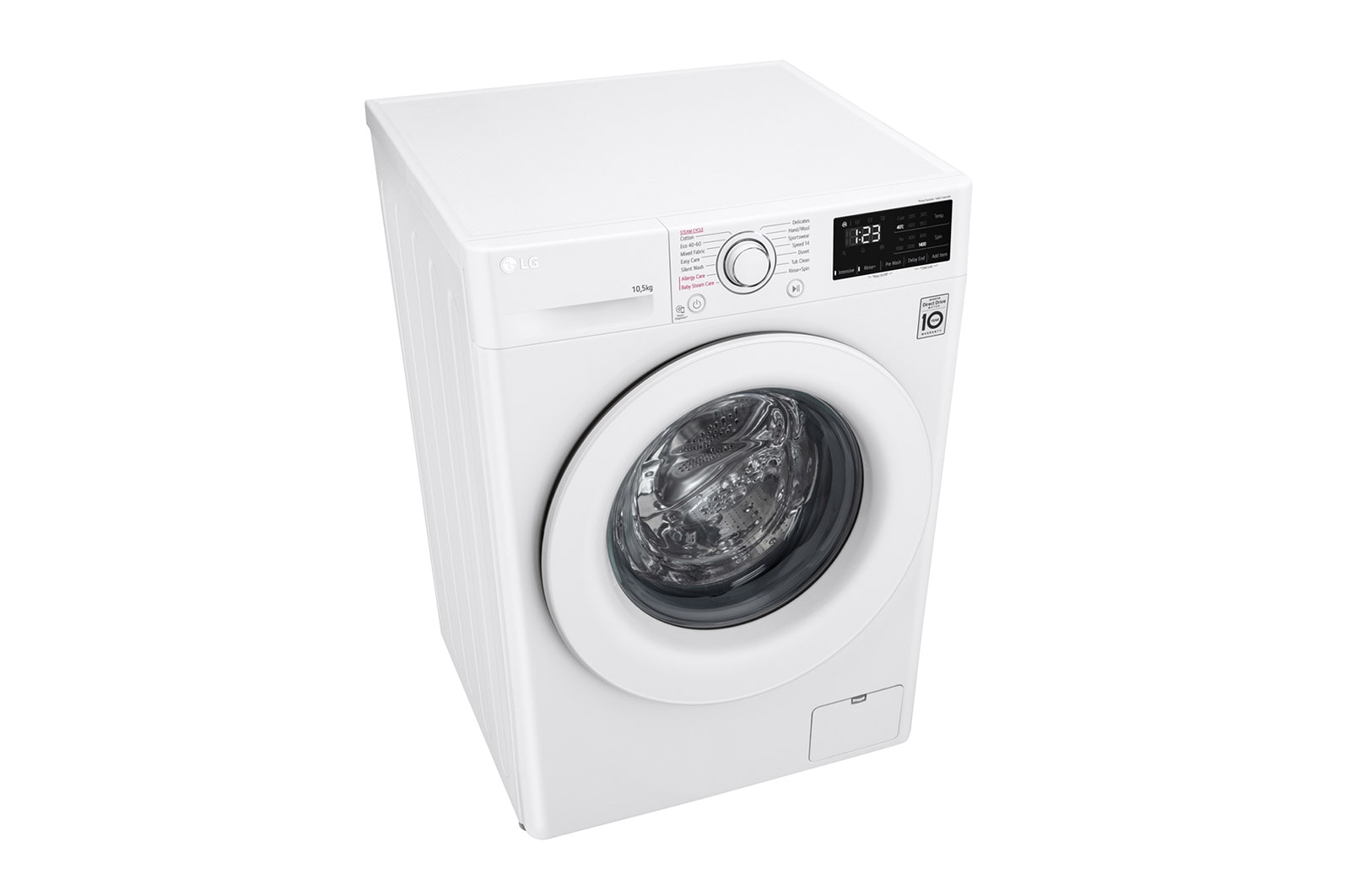 LG 10.5 kg Tvättmaskin(Vit) - Steam, Energiklass B, AI DD™, Smart Diagnosis™, F4WV210S0W