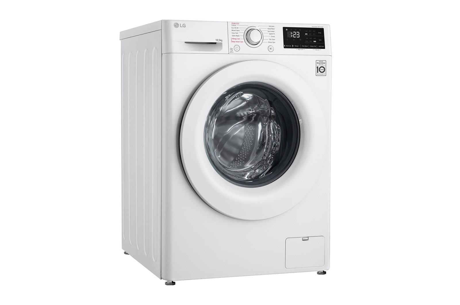 LG 10.5 kg Tvättmaskin(Vit) - Steam, Energiklass B, AI DD™, Smart Diagnosis™, F4WV210S0W