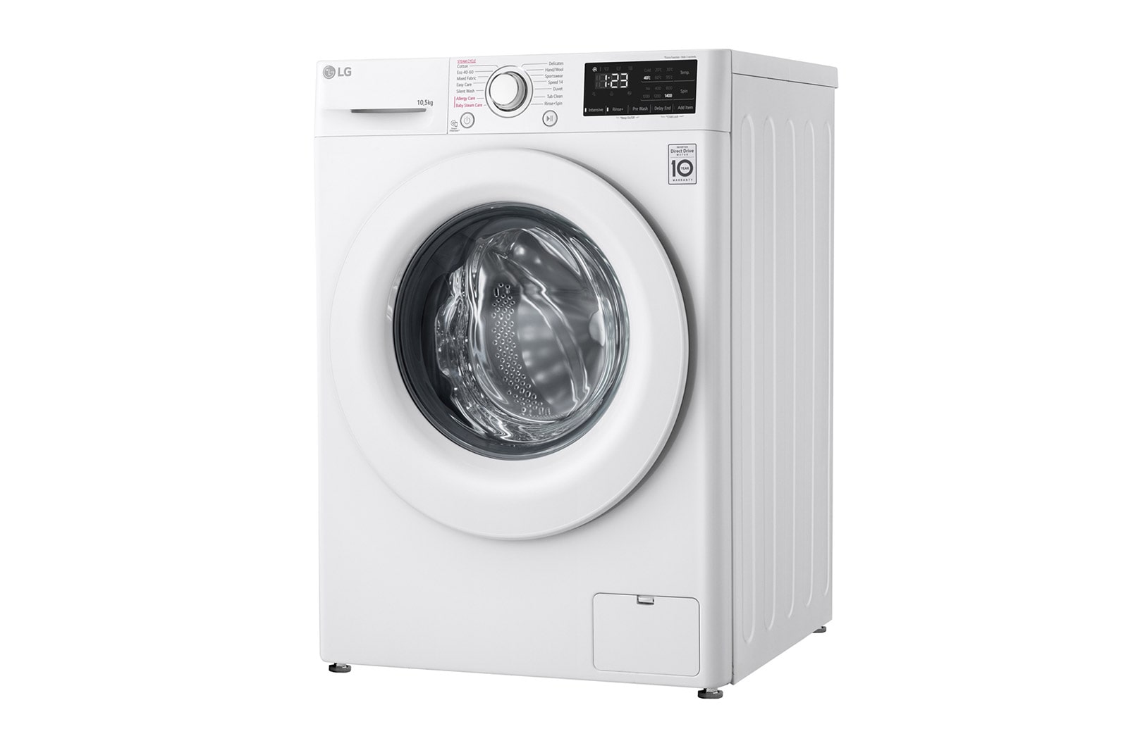 LG 10.5 kg Tvättmaskin(Vit) - Steam, Energiklass B, AI DD™, Smart Diagnosis™, F4WV210S0W