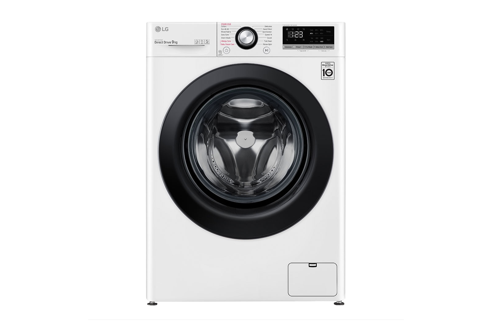 LG 9 kg Tvättmaskin(Vit) - Steam, Energiklass B, AI DD™, Smart Diagnosis™, F4WV409S3WE