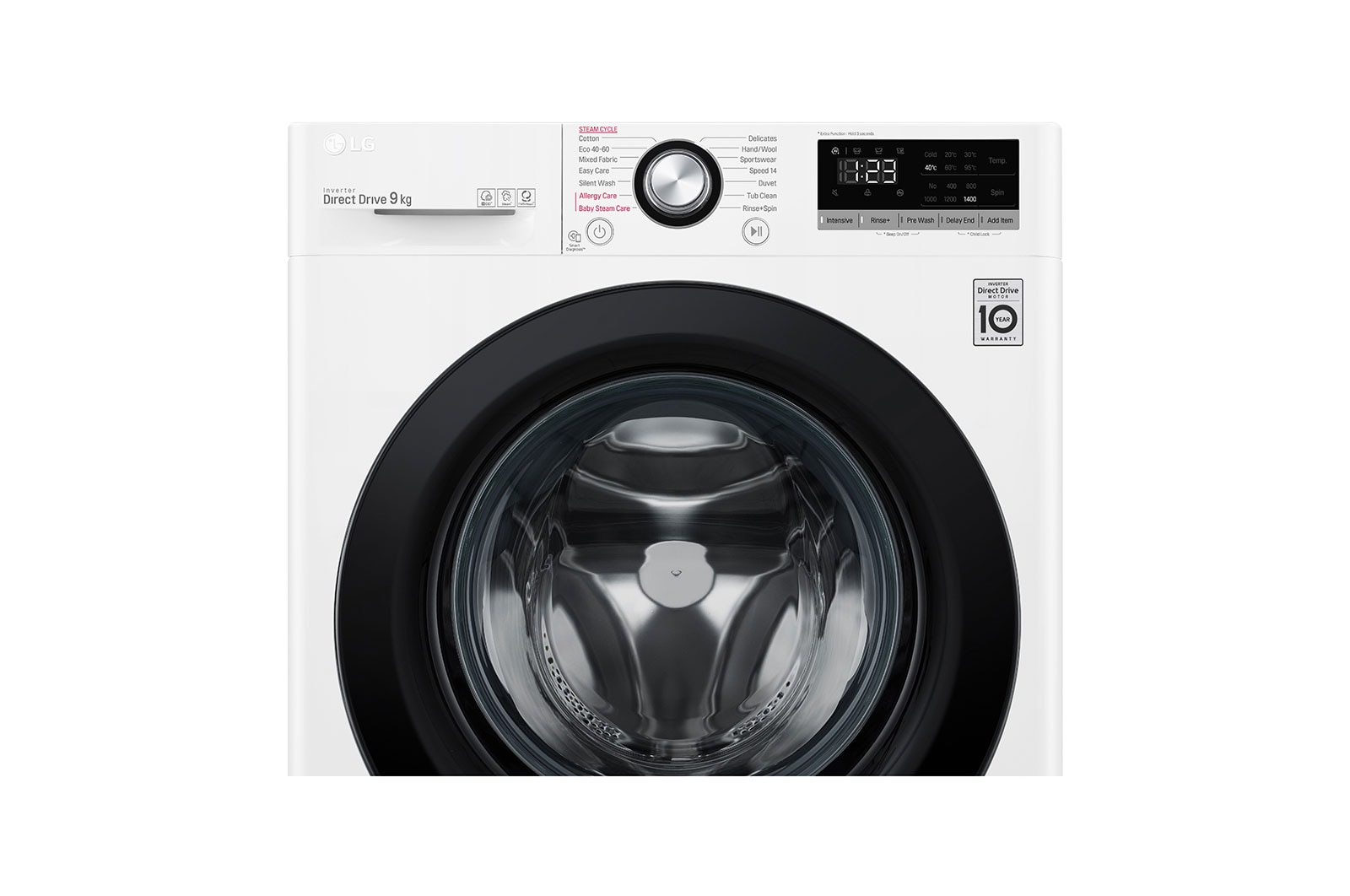 LG 9 kg Tvättmaskin(Vit) - Steam, Energiklass B, AI DD™, Smart Diagnosis™, F4WV409S3WE