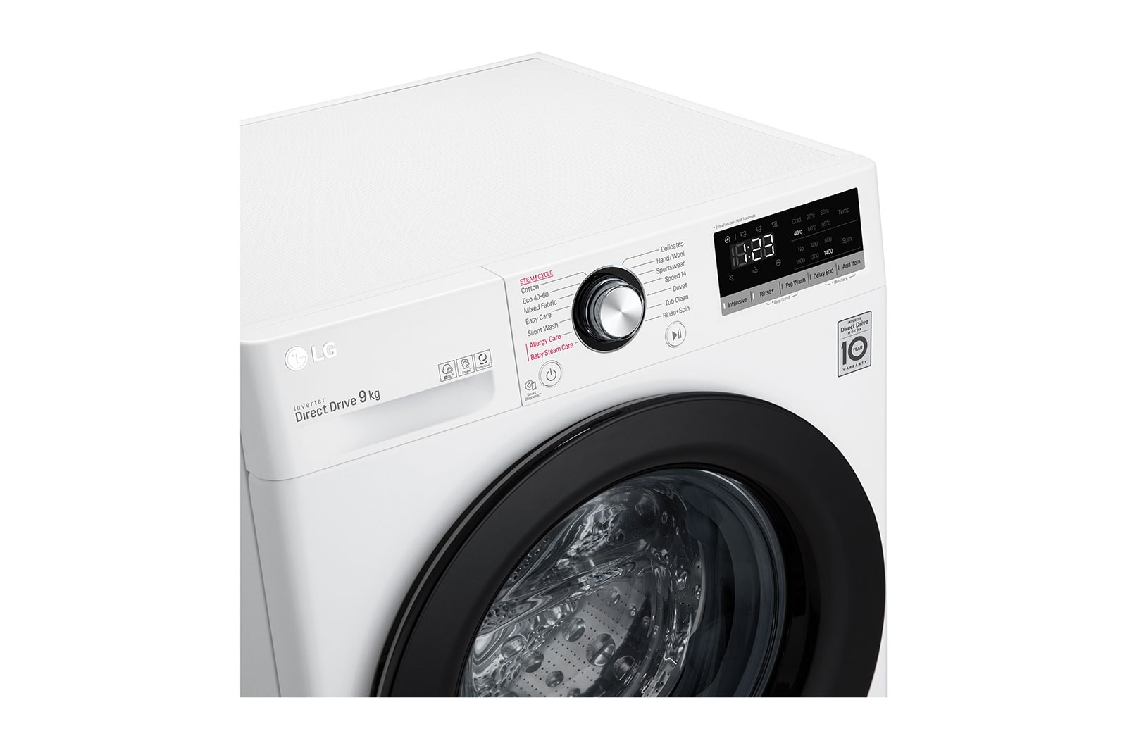 LG 9 kg Tvättmaskin(Vit) - Steam, Energiklass B, AI DD™, Smart Diagnosis™, F4WV409S3WE