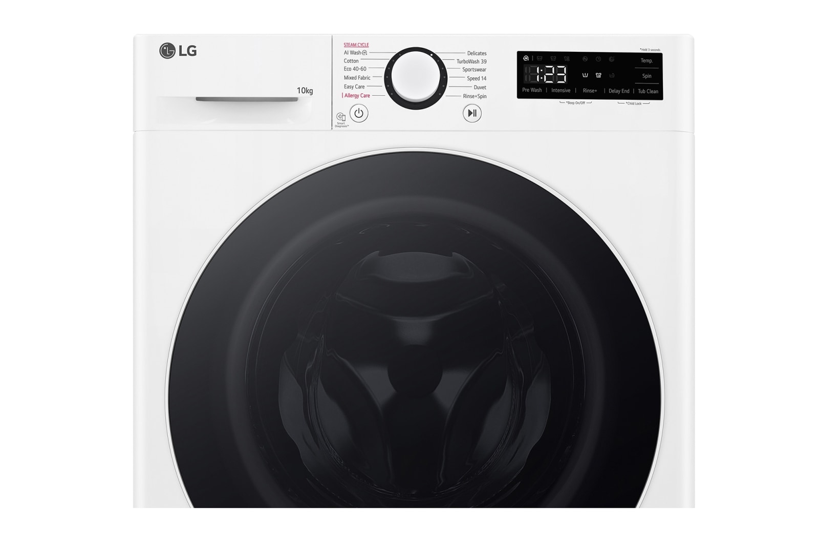 LG 10 kg Tvättmaskin(Vit) - Steam, Energiklass A, TurboWash360™, AI DD™, Smart Diagnosis™, F4Y5RYW0WY