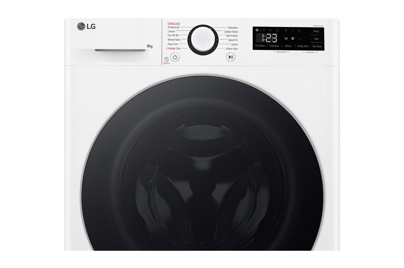 LG 9 kg Tvättmaskin(Vit) - Steam, Energiklass A, AI DD™, Smart Diagnosis™ , F4Y5VYP1W
