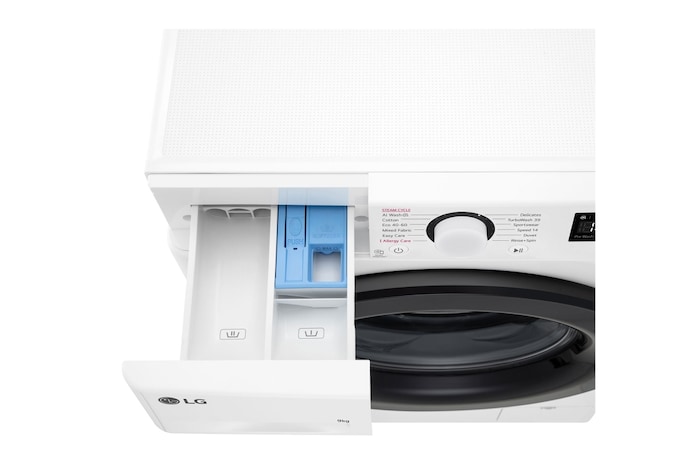 LG 9 kg Tvättmaskin(Vit) - Steam, Energiklass A, TurboWash360™, AI DD™, Smart Diagnosis™ , F4Y5VYP6WY