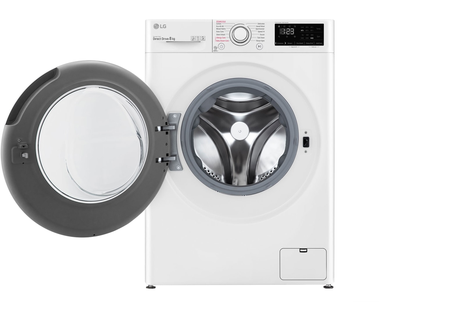 LG 8 kg Tvättmaskin(Vit) - Steam, Energiklass C, AI DD™, Smart Diagnosis™, FV30TNS0E