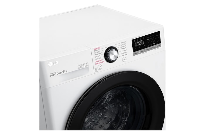 LG 9 kg Tvättmaskin(Vit) - Steam, Energiklass B, AI DD™, Smart Diagnosis™, FV50VNS3E