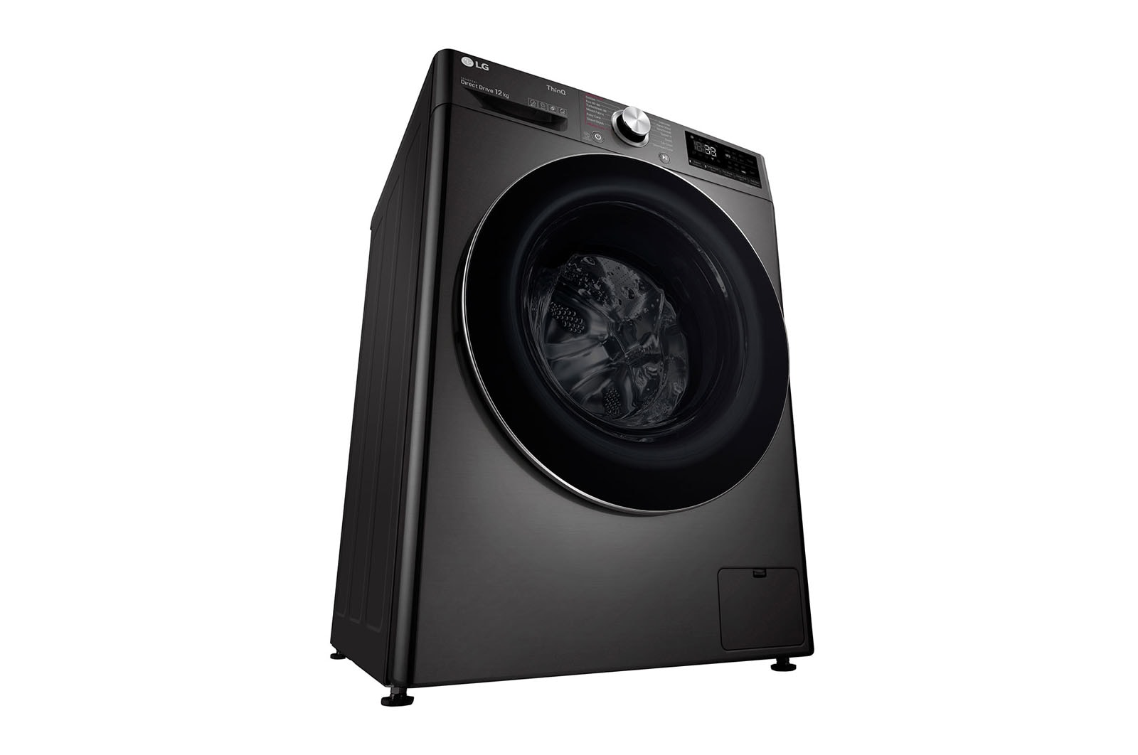 LG 12 kg Tvättmaskin(Svart) - Steam+, Energiklass A, , TurboWash360™, AI DD™, Smart Diagnosis™ med Wi-Fi, FV90BNS2BE