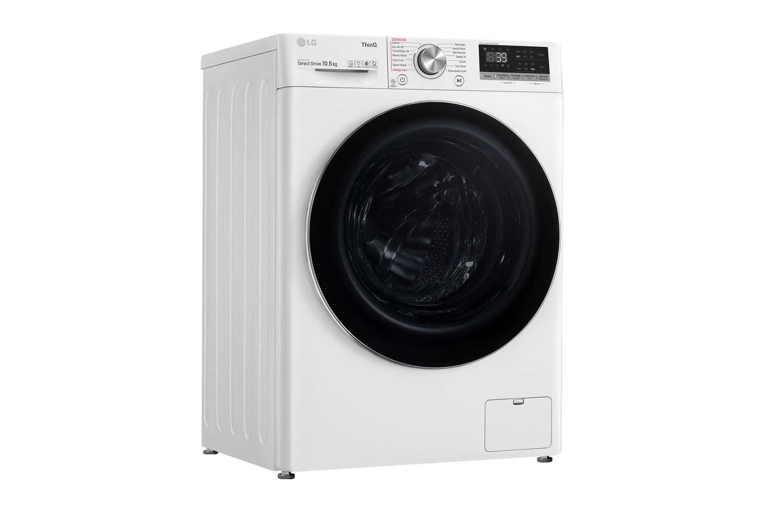 LG 10.5 kg Tvättmaskin(Vit) - Steam, Energiklass A, , TurboWash360™, AI DD™, Smart Diagnosis™ med Wi-Fi, FV90JNS2QE