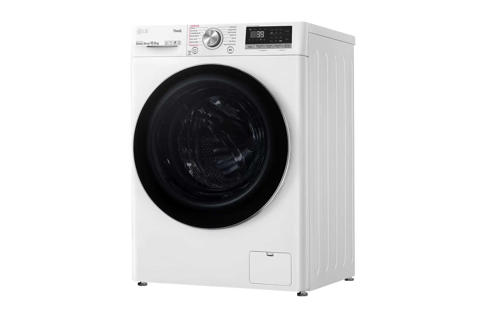 LG 10.5 kg Tvättmaskin(Vit) - Steam, Energiklass A, , TurboWash360™, AI DD™, Smart Diagnosis™ med Wi-Fi, FV90JNS2QE