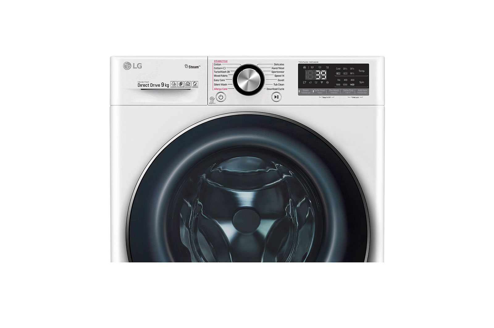 LG 1-9 kg Steam+, TurboWash360™, AI DD och Wi-Fi, FV90VNS2Q