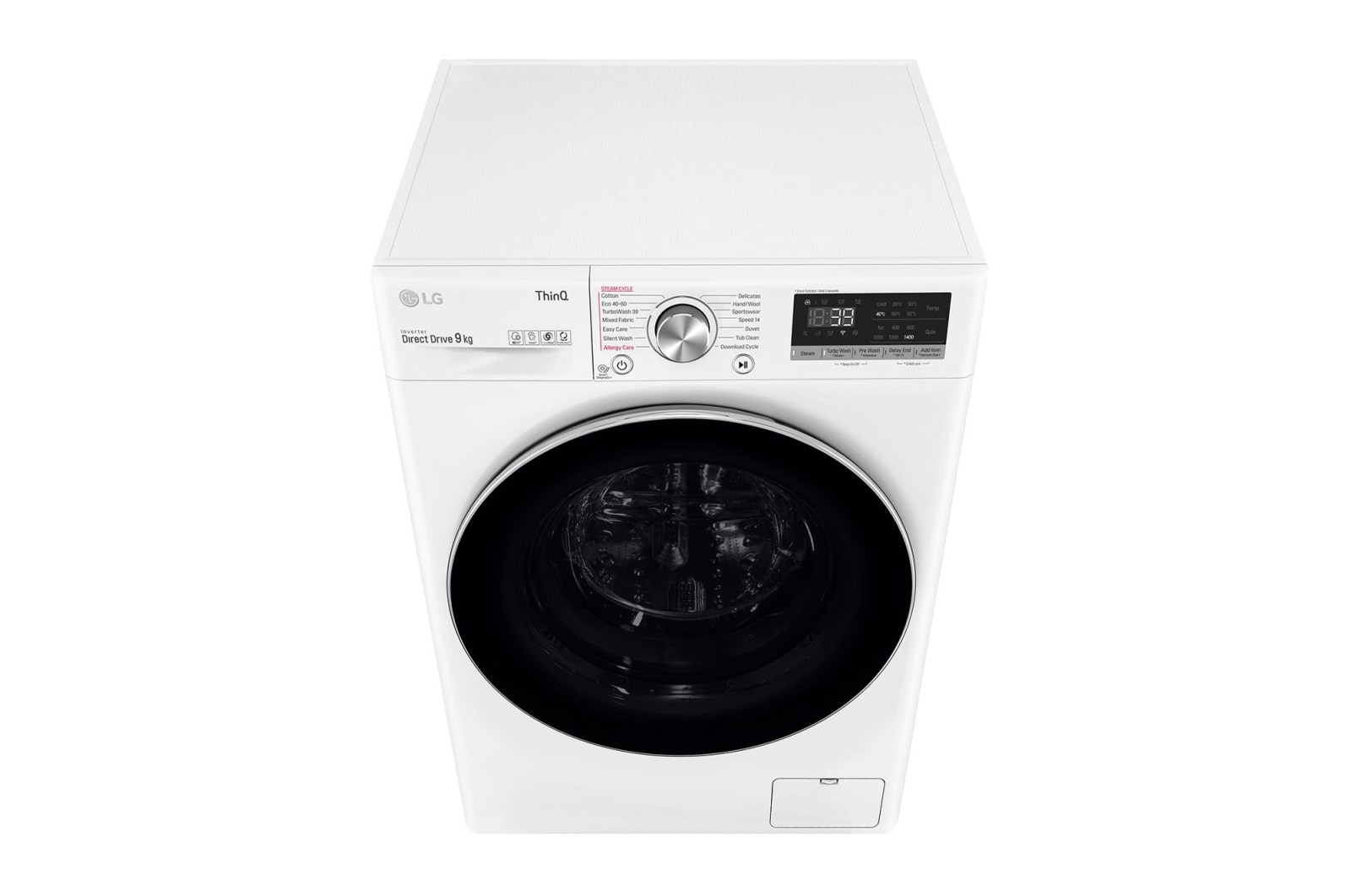 LG 9 kg Tvättmaskin(Vit) - Steam, Energiklass A, , TurboWash360™, AI DD™, Smart Diagnosis™ med Wi-Fi, FV90VNS2QE