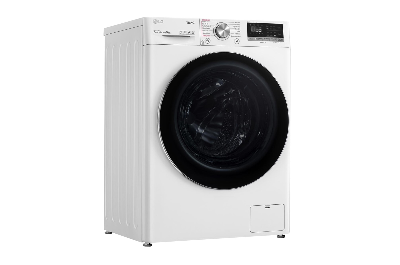 LG 9 kg Tvättmaskin(Vit) - Steam, Energiklass A, , TurboWash360™, AI DD™, Smart Diagnosis™ med Wi-Fi, FV90VNS2QE