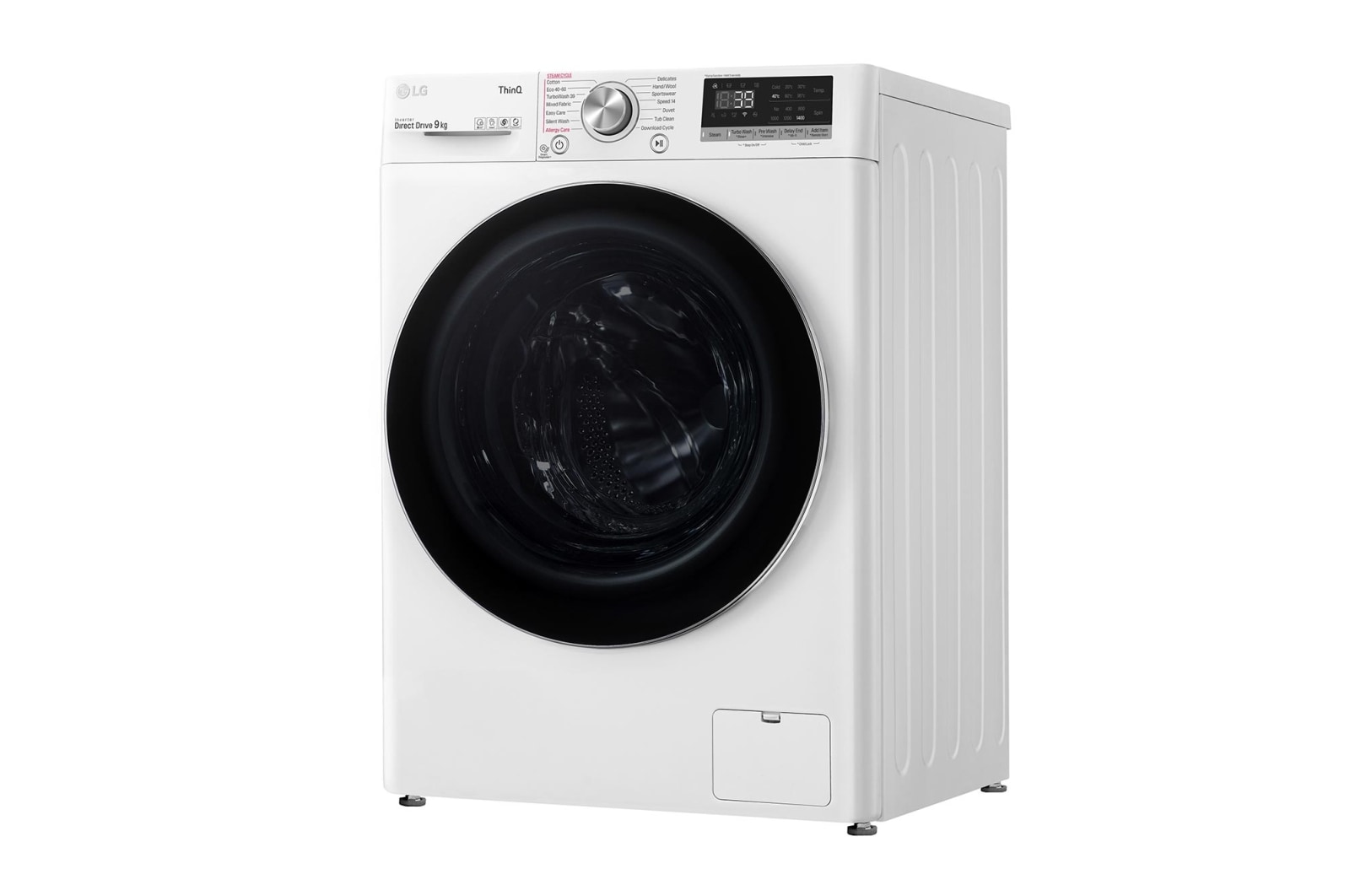 LG 9 kg Tvättmaskin(Vit) - Steam, Energiklass A, , TurboWash360™, AI DD™, Smart Diagnosis™ med Wi-Fi, FV90VNS2QE