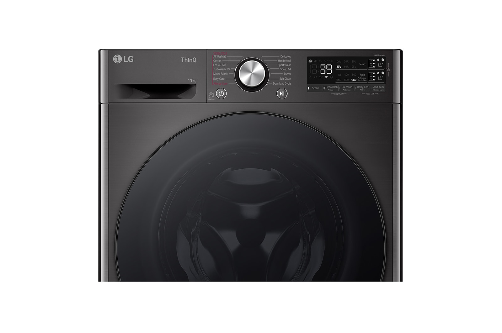 LG 11 kg Tvättmaskin(Svart) - Auto Dose, Steam, Energiklass A, TurboWash360™, AI DD™, Smart Diagnosis™ med Wi-Fi, FV94ENS2QA