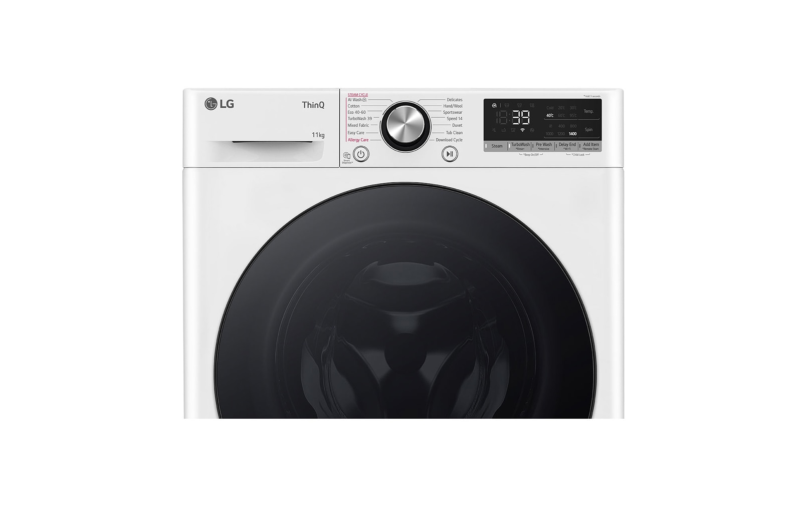 LG 11 kg Tvättmaskin(Vit) - Steam, Energiklass A, TurboWash360™, AI DD™, Smart Diagnosis™ med Wi-Fi, FV94ENS2WN