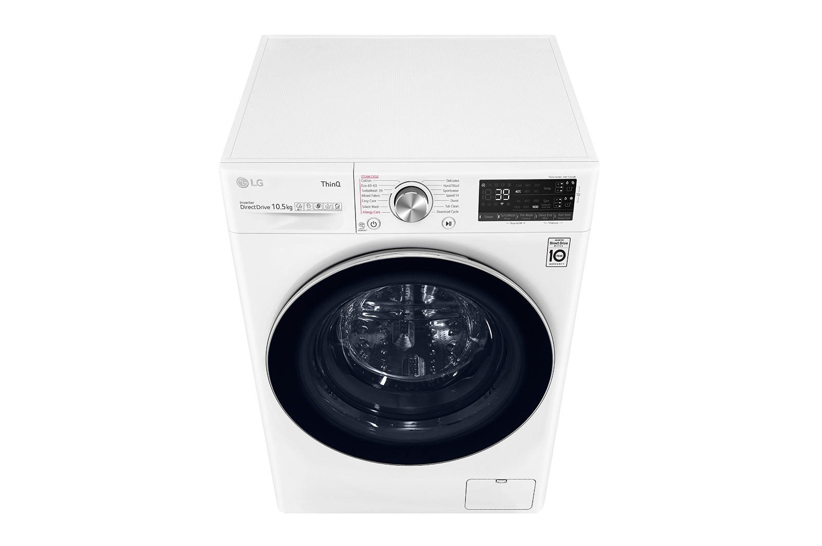 LG 10.5 kg Tvättmaskin(Vit) - Auto Dose, Steam, Energiklass A, TurboWash360™, AI DD™, Smart Diagnosis™ med Wi-Fi, FV96JNS2QA