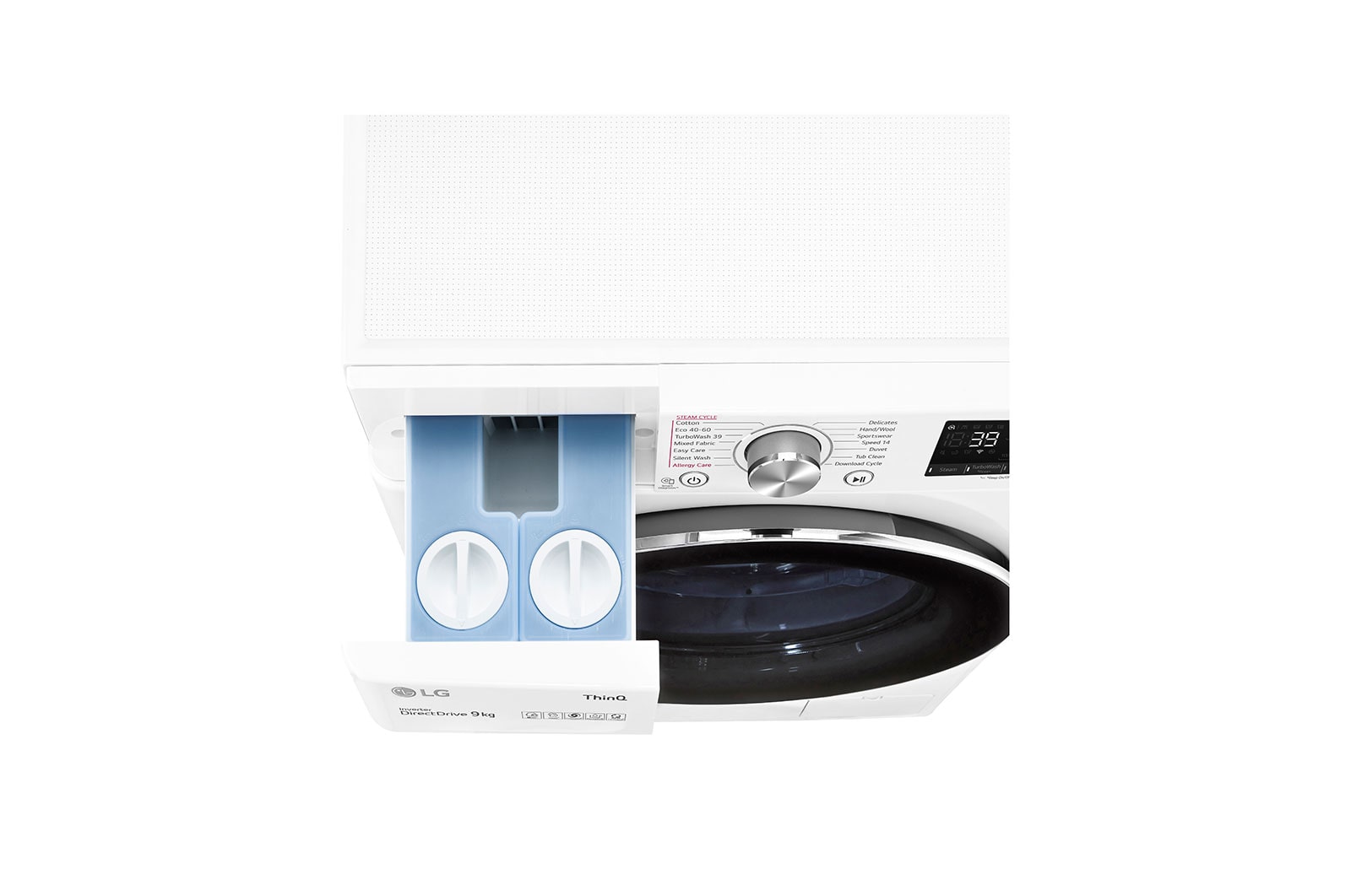 LG 9 kg Tvättmaskin(Vit) - Auto Dose, Steam, Energiklass A, TurboWash360™, AI DD™, Smart Diagnosis™ med Wi-Fi, FV94VNS2QA