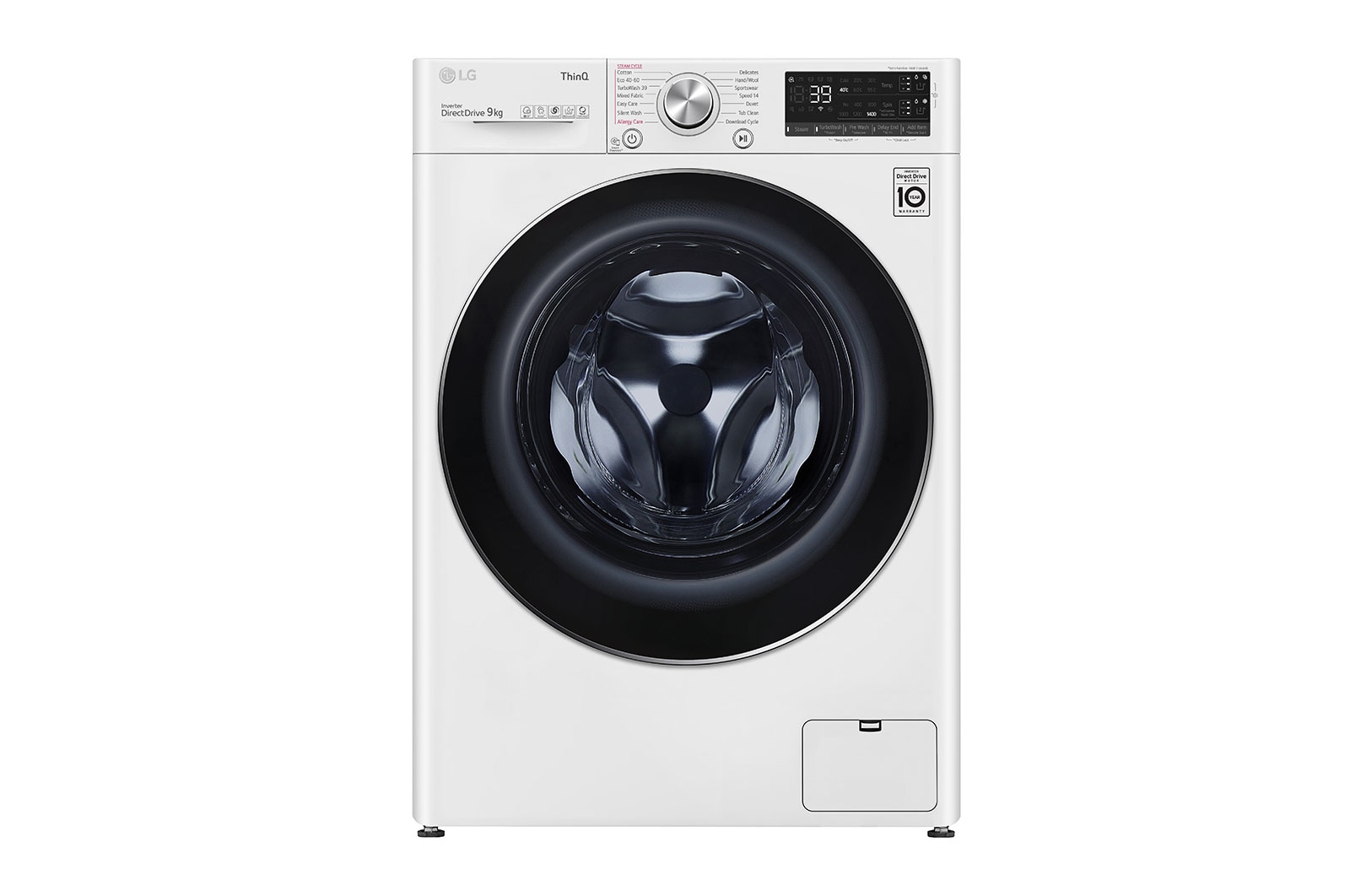 LG 9 kg Tvättmaskin(Vit) - Auto Dose, Steam, Energiklass A, TurboWash360™, AI DD™, Smart Diagnosis™ med Wi-Fi, FV94VNS2QA