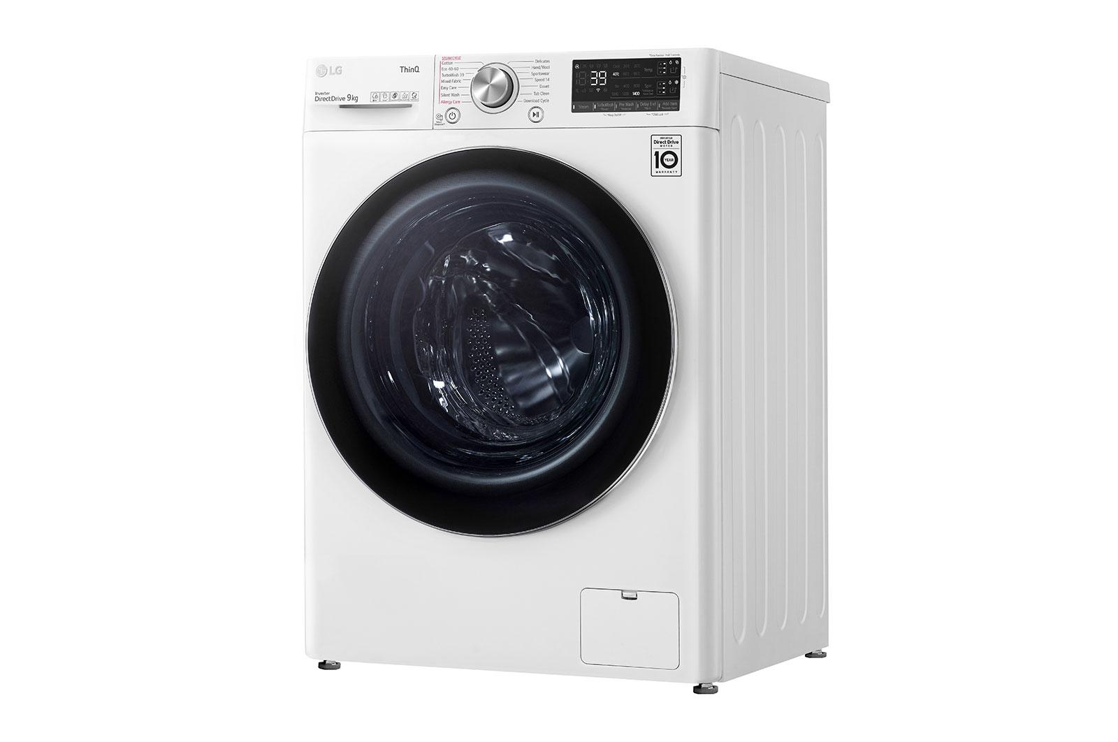 LG 9 kg Tvättmaskin(Vit) - Auto Dose, Steam, Energiklass A, TurboWash360™, AI DD™, Smart Diagnosis™ med Wi-Fi, FV94VNS2QA