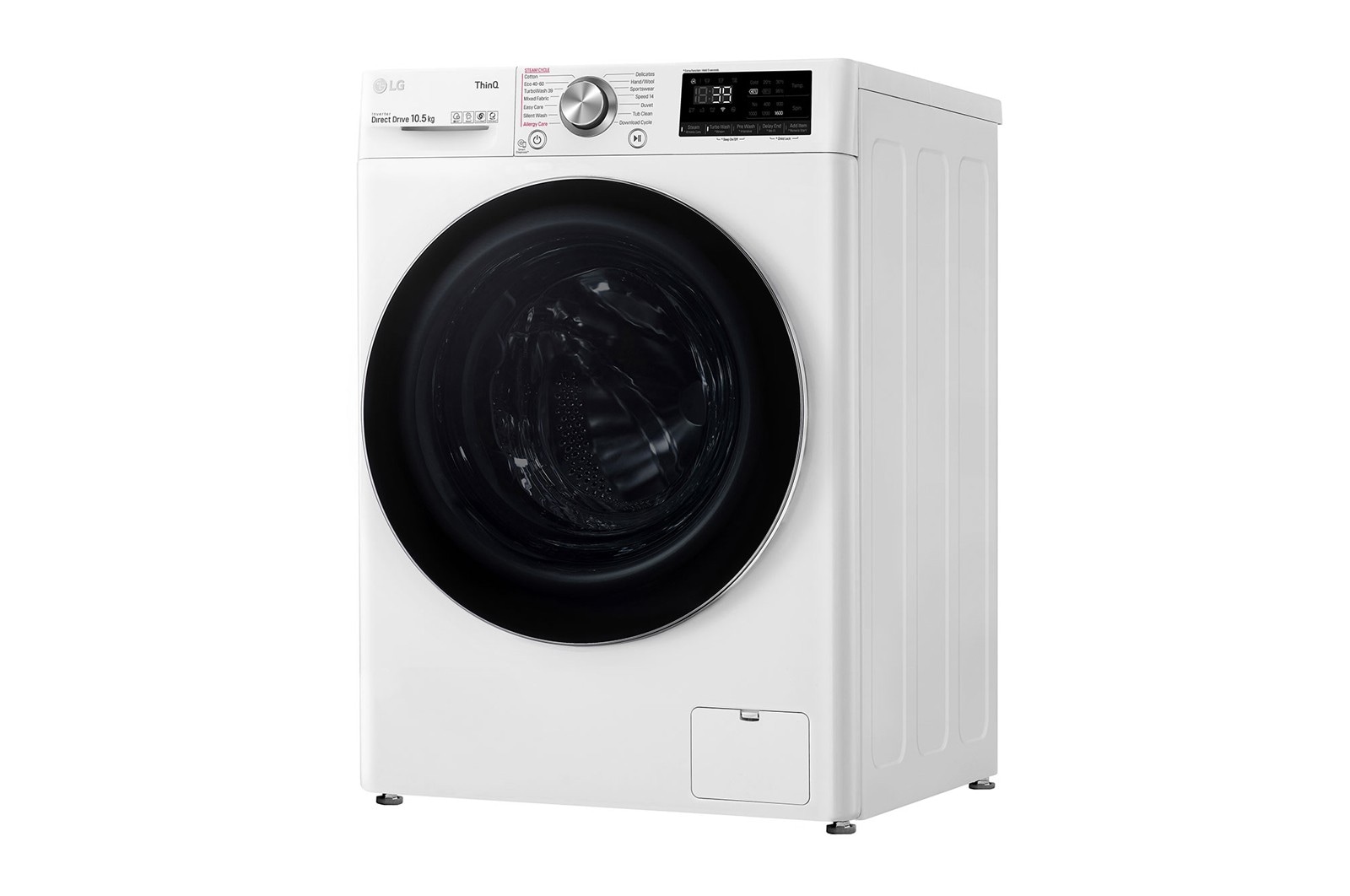 LG 10.5 kg Tvättmaskin(Vit) - Steam+, Energiklass A, , TurboWash360™, AI DD™, Smart Diagnosis™ med Wi-Fi, FV96JNS2QE