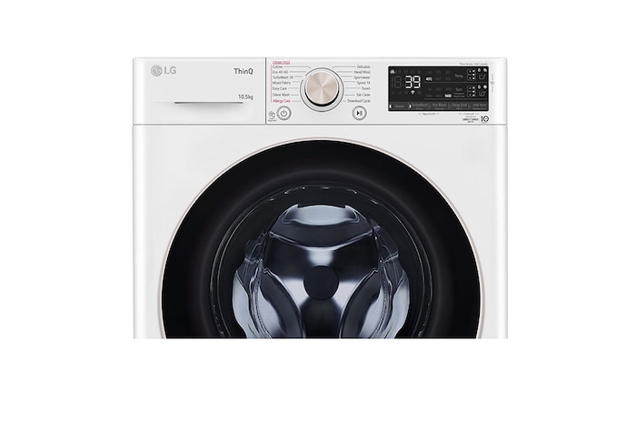 LG 10.5 kg Tvättmaskin(Vit) - Auto Dose, Steam, Energiklass A, TurboWash360™, AI DD™, Smart Diagnosis™ med Wi-Fi, FV96JNS2WA