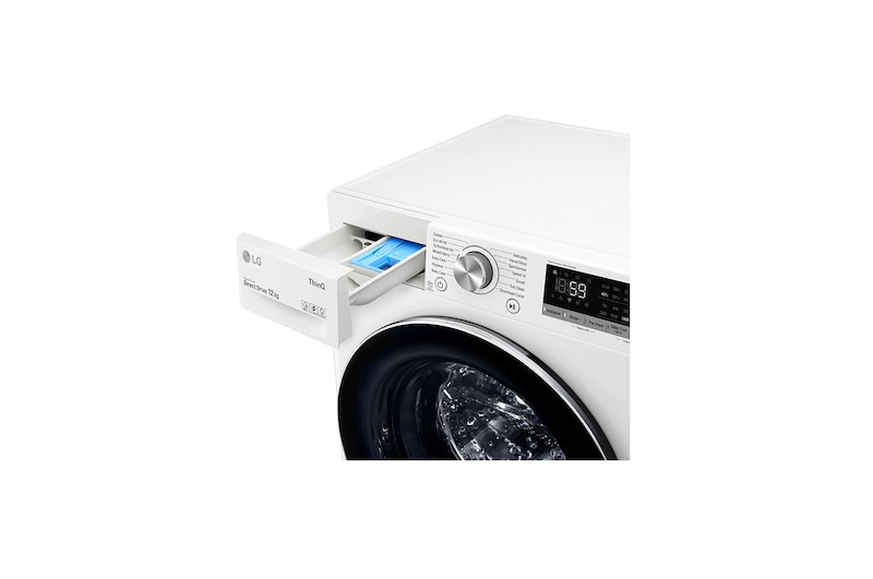 LG 12 kg Tvättmaskin(Vit) - Energiklass B, TurboWash™, AI DD™, Smart Diagnosis™ med Wi-Fi, F4WV712N1W