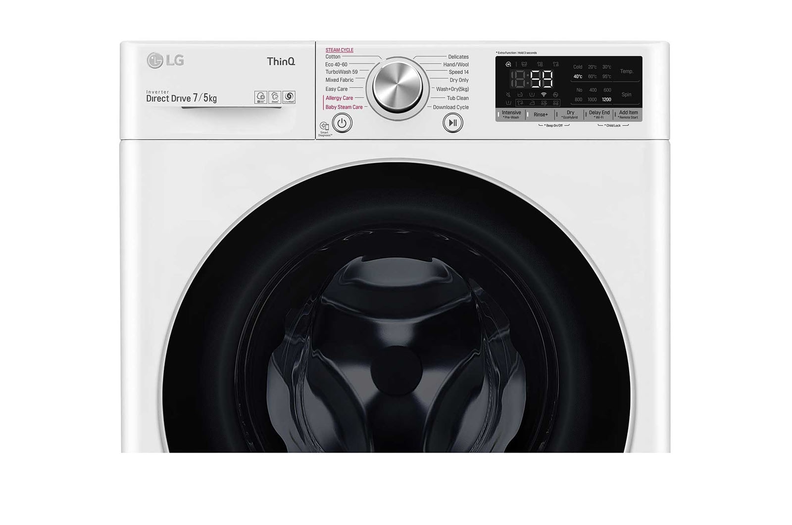 LG 7 kg / 5 kg Tvättmaskin/Torktumlare(Vit) - Steam, Energiklass E, TurboWash™, AI DD™, Smart Diagnosis™ med Wi-Fi, P4AOQH1WS