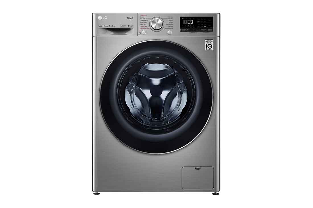 LG 9 kg / 6 kg Tvättmaskin/Torktumlare(Stainless Silver) - Steam, Energiklass E, TurboWash™, AI DD™, Smart Diagnosis™ med Wi-Fi, P4AQVH1VE