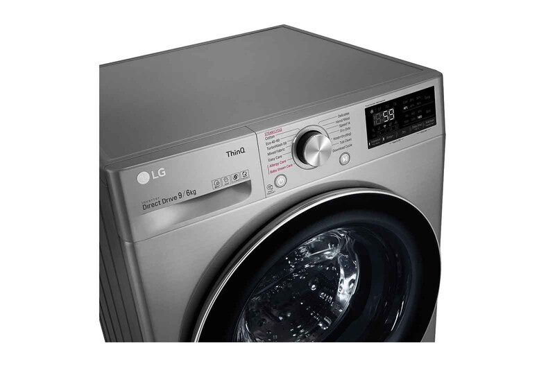 LG 9 kg / 6 kg Tvättmaskin/Torktumlare(Stainless Silver) - Steam, Energiklass E, TurboWash™, AI DD™, Smart Diagnosis™ med Wi-Fi, P4AQVH1VE