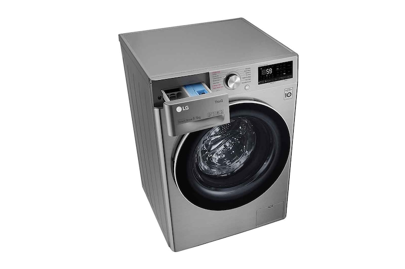 LG 9 kg / 6 kg Tvättmaskin/Torktumlare(Stainless Silver) - Steam, Energiklass E, TurboWash™, AI DD™, Smart Diagnosis™ med Wi-Fi, P4AQVH1VE
