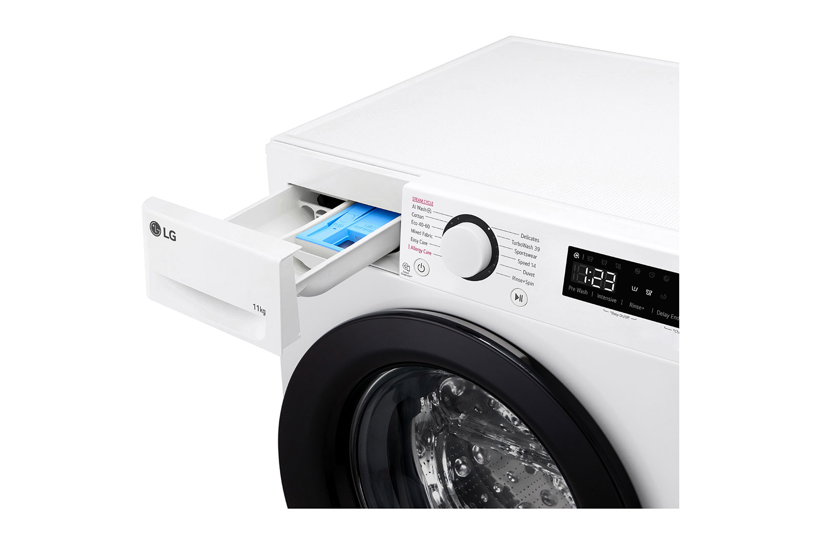 LG 11 kg Tvättmaskin(Vit) - Steam, Energiklass A, TurboWash360™, AI DD™, Smart Diagnosis™, P4Y5EYW6WY