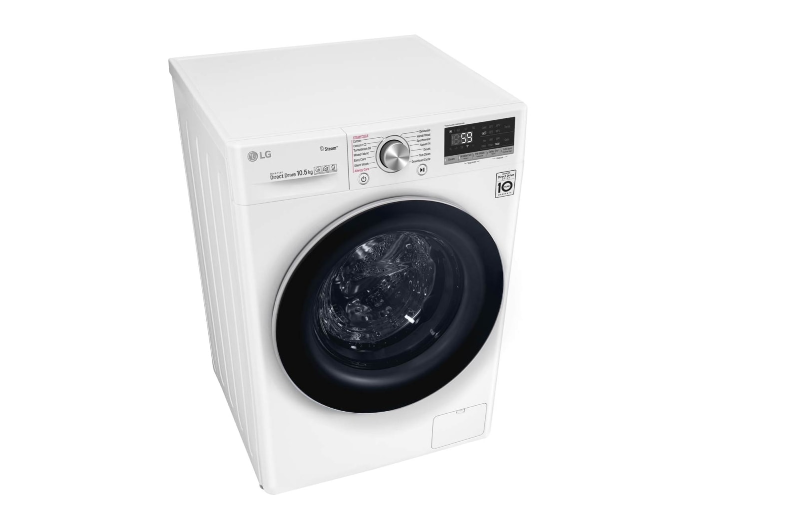 LG 1-10.5 kg Steam+, TurboWash™, AI DD och Wi-Fi,  energiklass A+++ ( -40%), S4WV710S1W