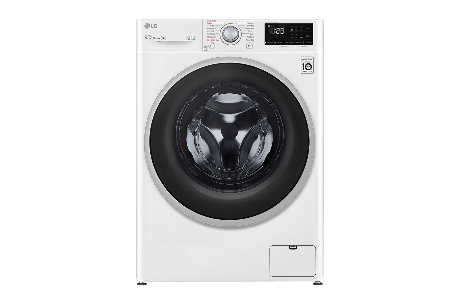 LG 8 kg Tvättmaskin(Vit) - Steam, Energiklass C, AI DD™, Smart Diagnosis™, K4WV408S0WE