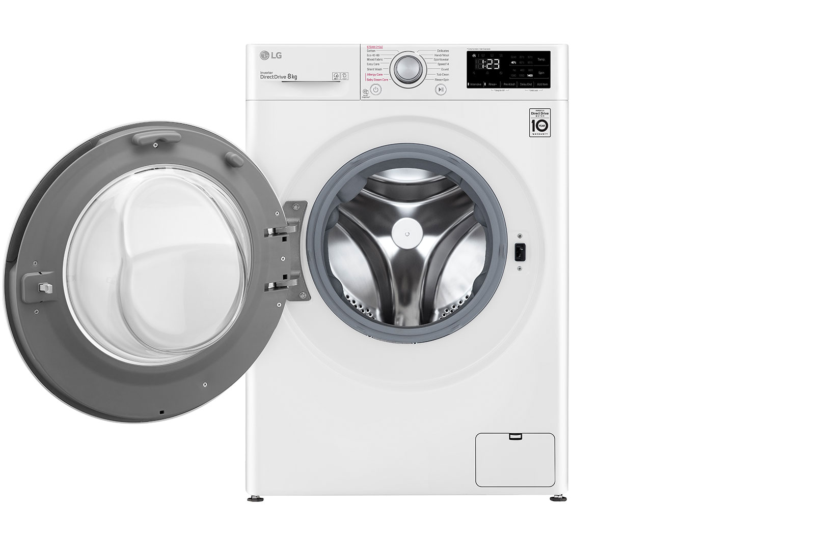 LG 8 kg Tvättmaskin(Vit) - Steam, Energiklass C, AI DD™, Smart Diagnosis™, K4WV408S0WE