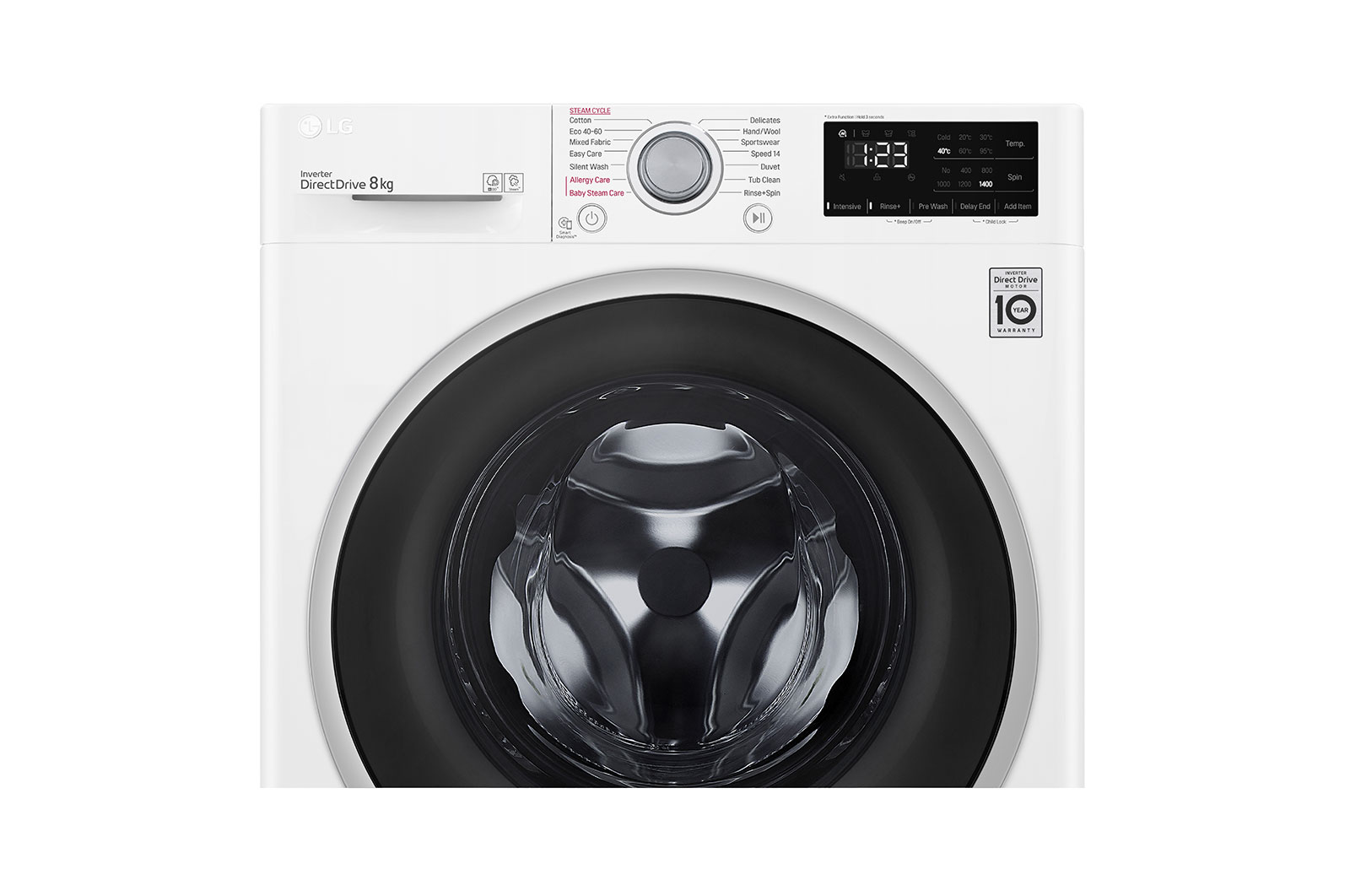 LG 8 kg Tvättmaskin(Vit) - Steam, Energiklass C, AI DD™, Smart Diagnosis™, K4WV408S0WE