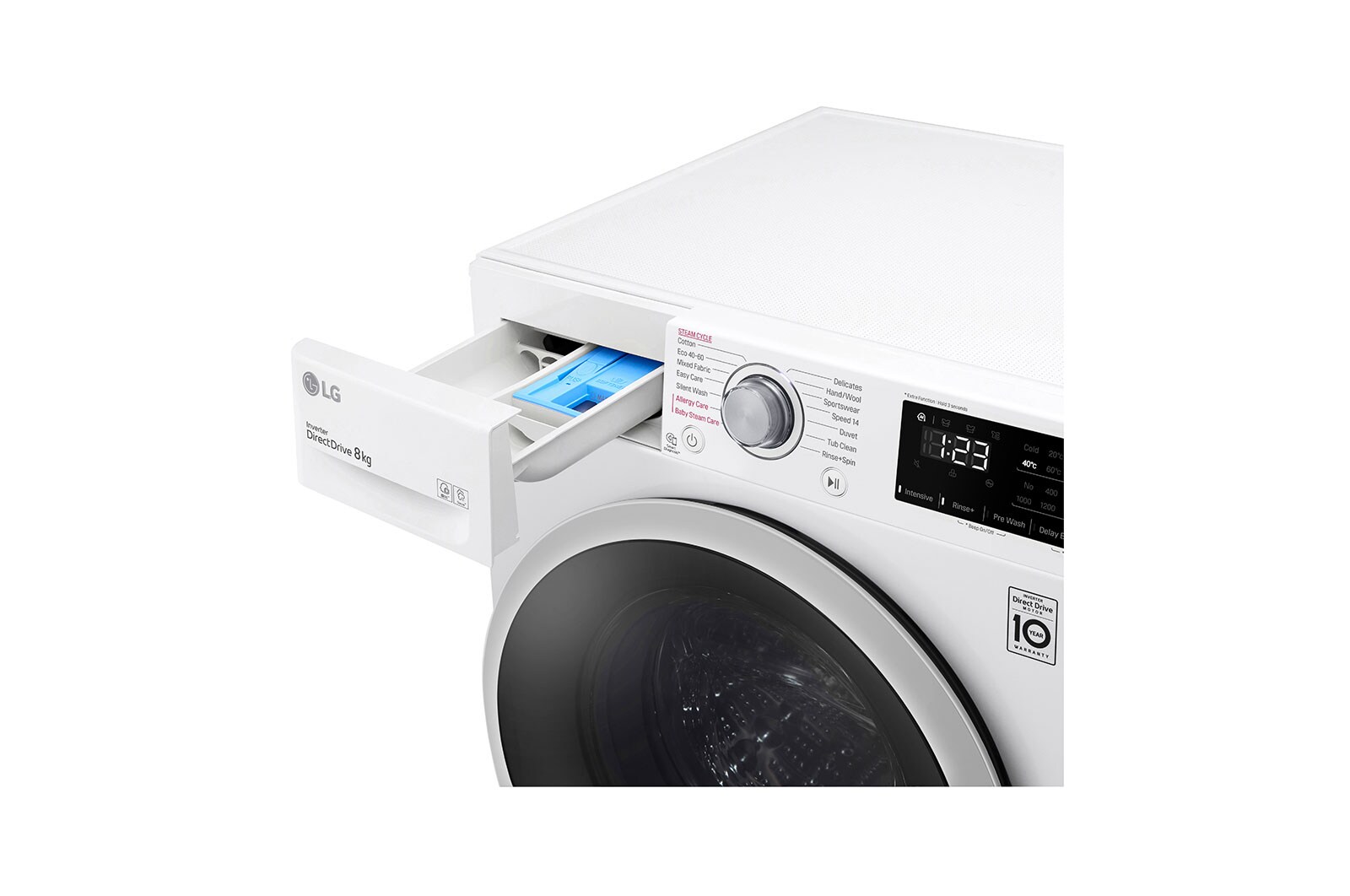 LG 8 kg Tvättmaskin(Vit) - Steam, Energiklass C, AI DD™, Smart Diagnosis™, K4WV408S0WE