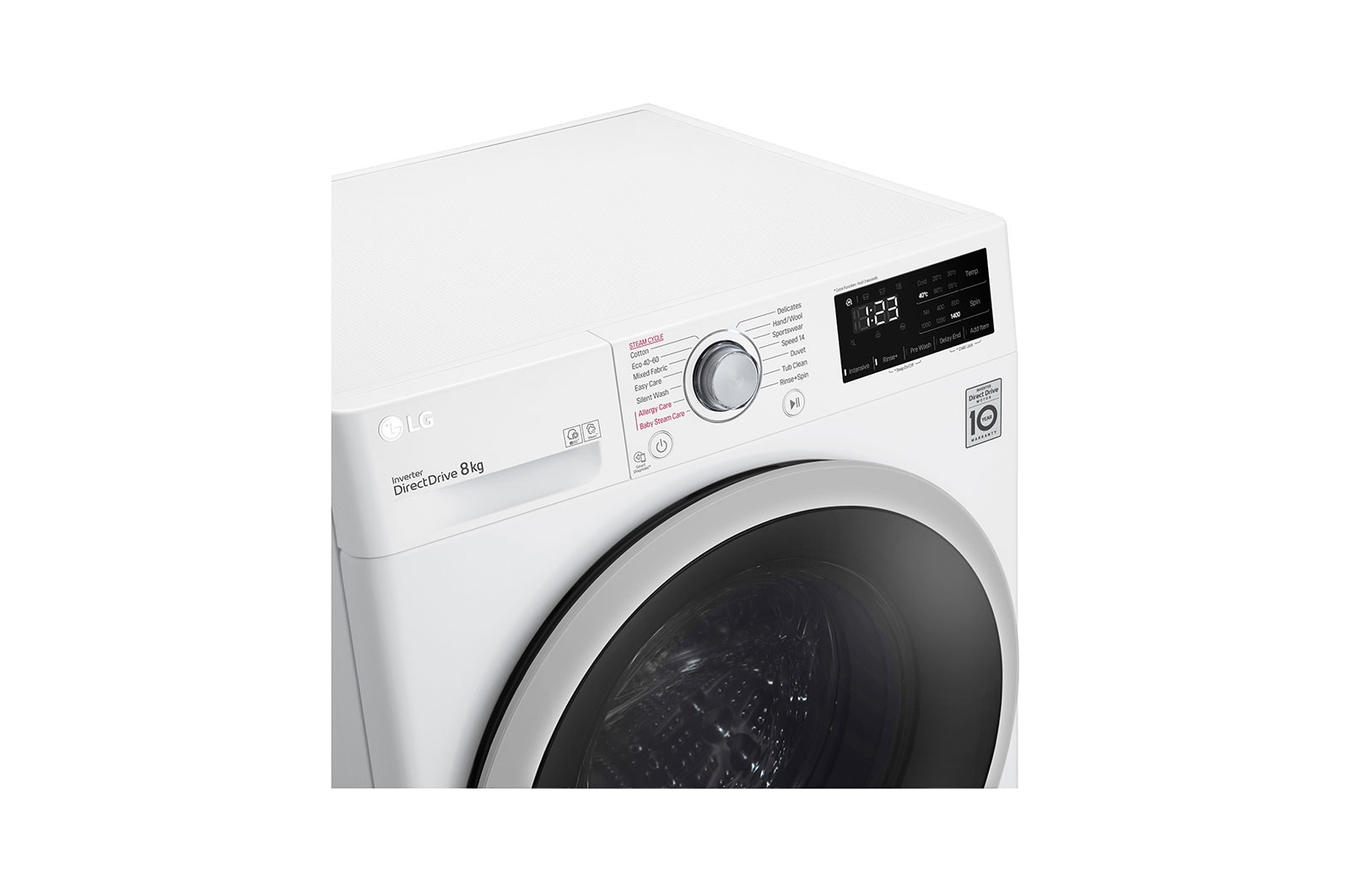 LG 8 kg Tvättmaskin(Vit) - Steam, Energiklass C, AI DD™, Smart Diagnosis™, K4WV408S0WE