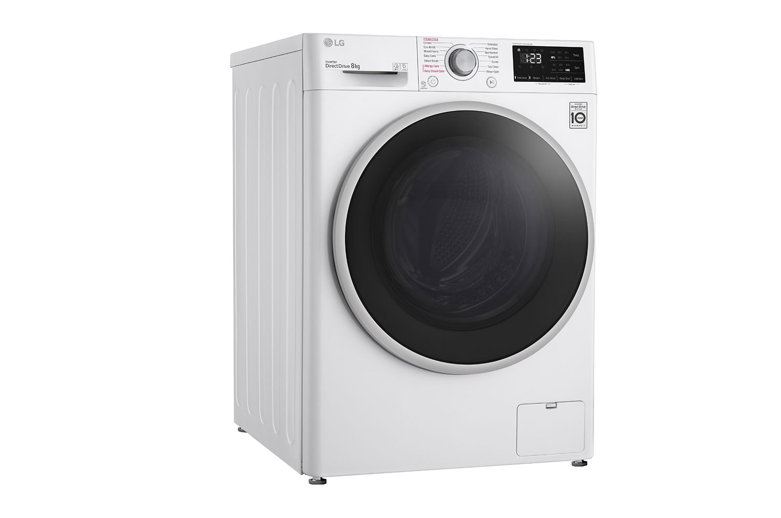 LG 8 kg Tvättmaskin(Vit) - Steam, Energiklass C, AI DD™, Smart Diagnosis™, K4WV408S0WE