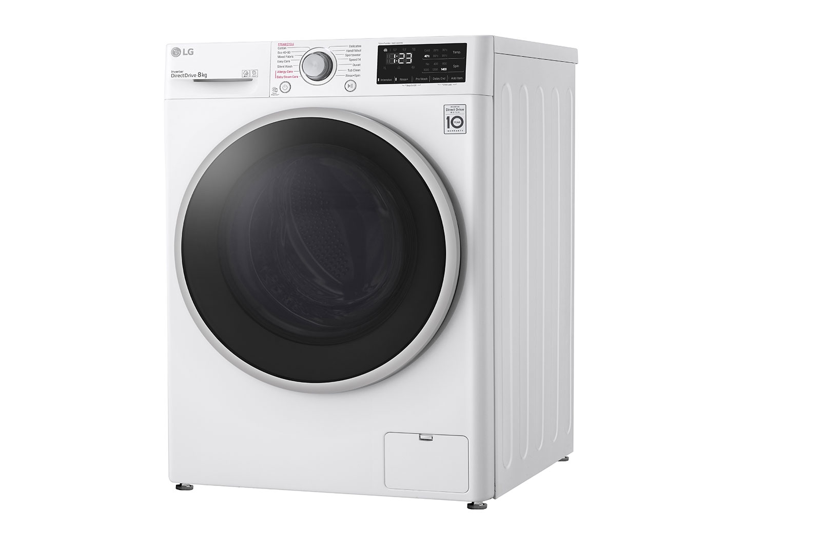 LG 8 kg Tvättmaskin(Vit) - Steam, Energiklass C, AI DD™, Smart Diagnosis™, K4WV408S0WE